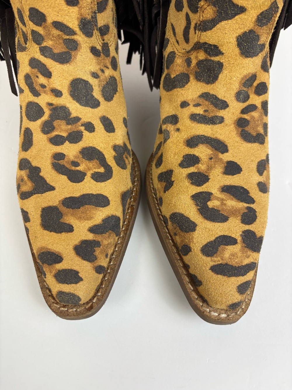 Dingo Twisted Leopard Fringe Suede Western Cowboy Boots Size 10 NIB - Picture 4 of 17